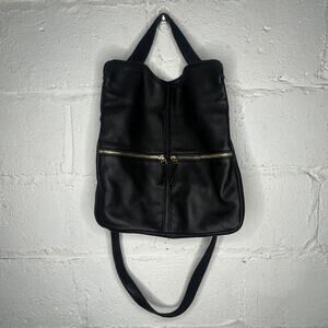 Fossil Women's Black Pebbled Leather Zipper Erin Tote Bag with Crossbody Strap